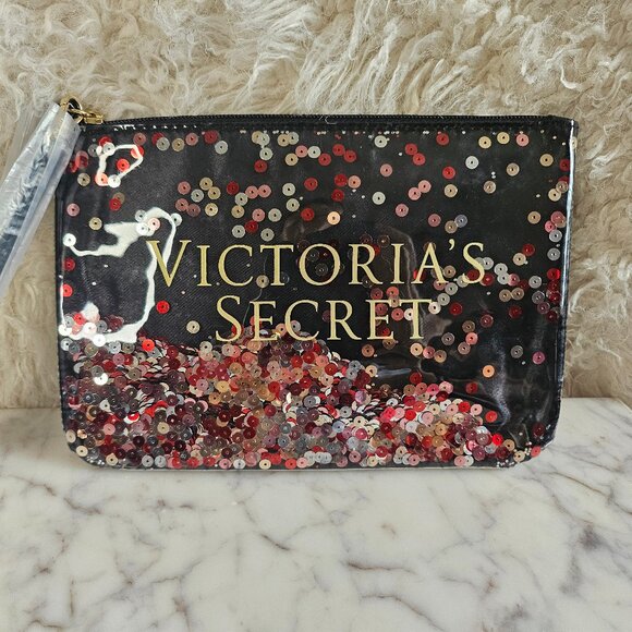Victoria Secret Black&Shimmer Cosmetic Bag/Wrislet - Picture 1 of 5